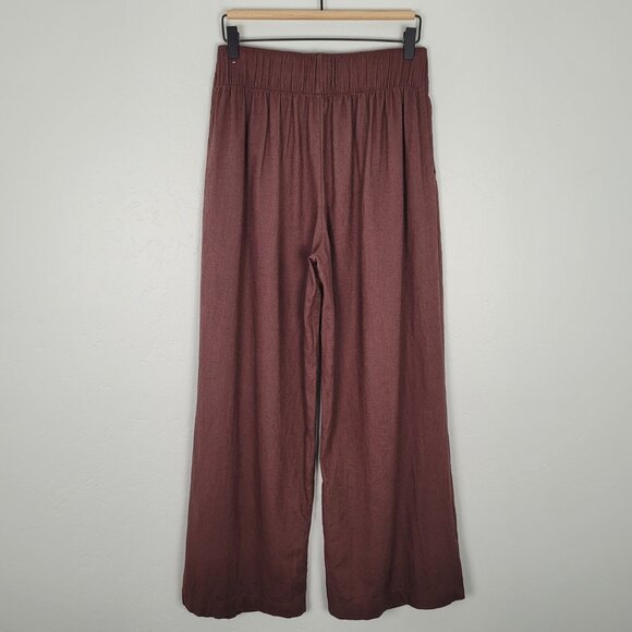Abercrombie & Fitch Size S Short Linen Blend Ultra Wide Leg Pant Pull On Brown - Picture 8 of 14